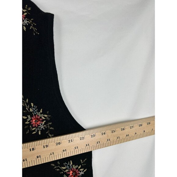 Vintage Susan Bristol Embroidered Black Wool Blend Vest Size 2W - Picture 5 of 9